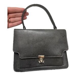 Made in Canada Handbags Ltd. Black Leather Accordion Style Small Mini Handbag